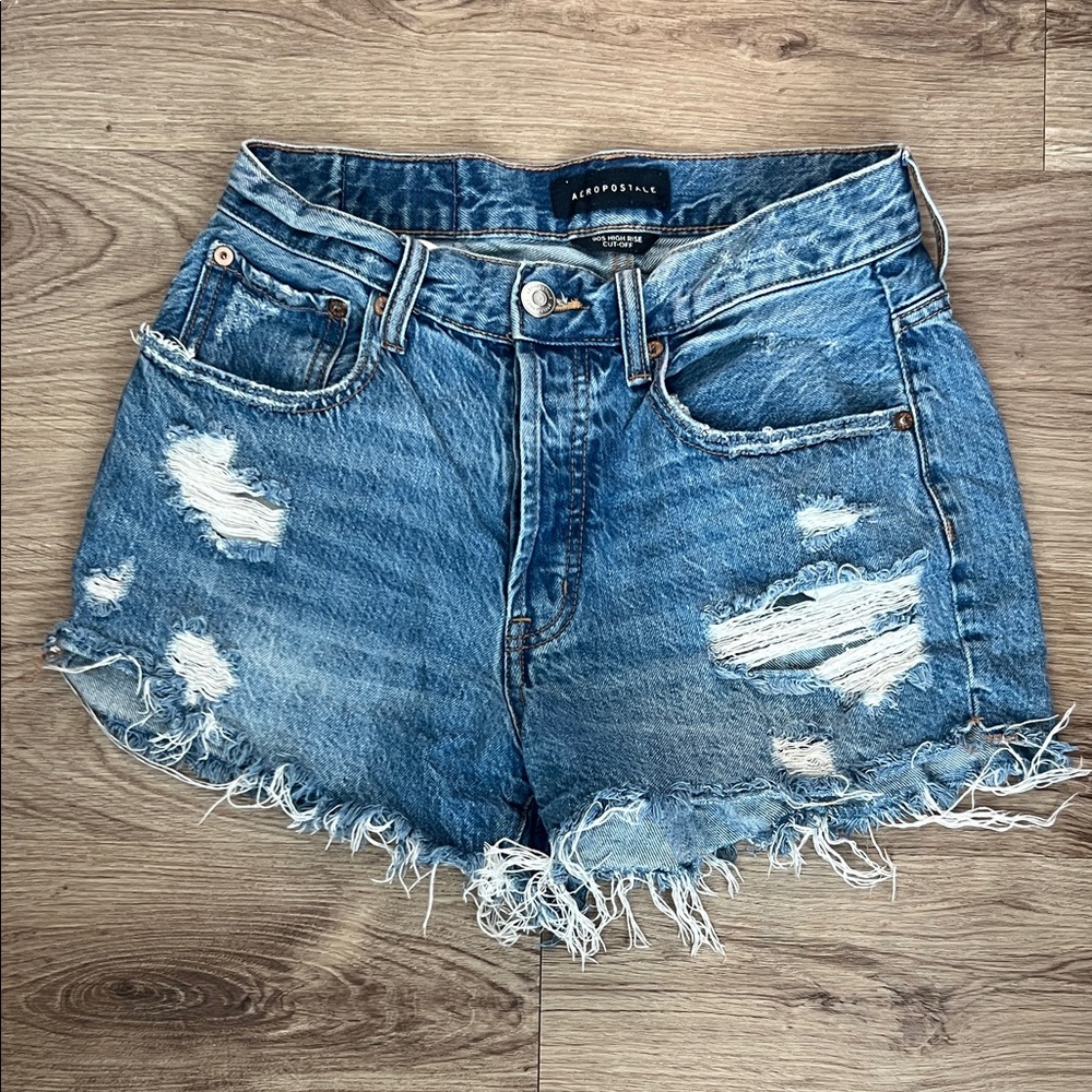 Aeropostale Women's Ripped Blue Jean Shorts